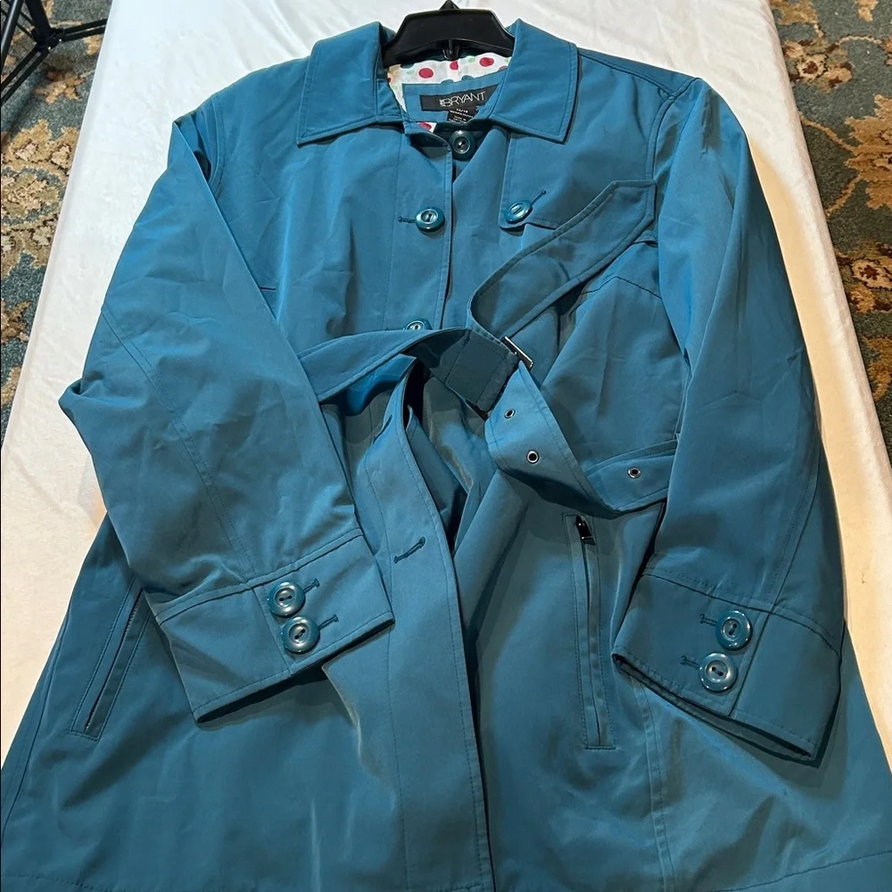 Lane Bryant Teal Trench Coat Size 14/16 Like New Zip Pockets